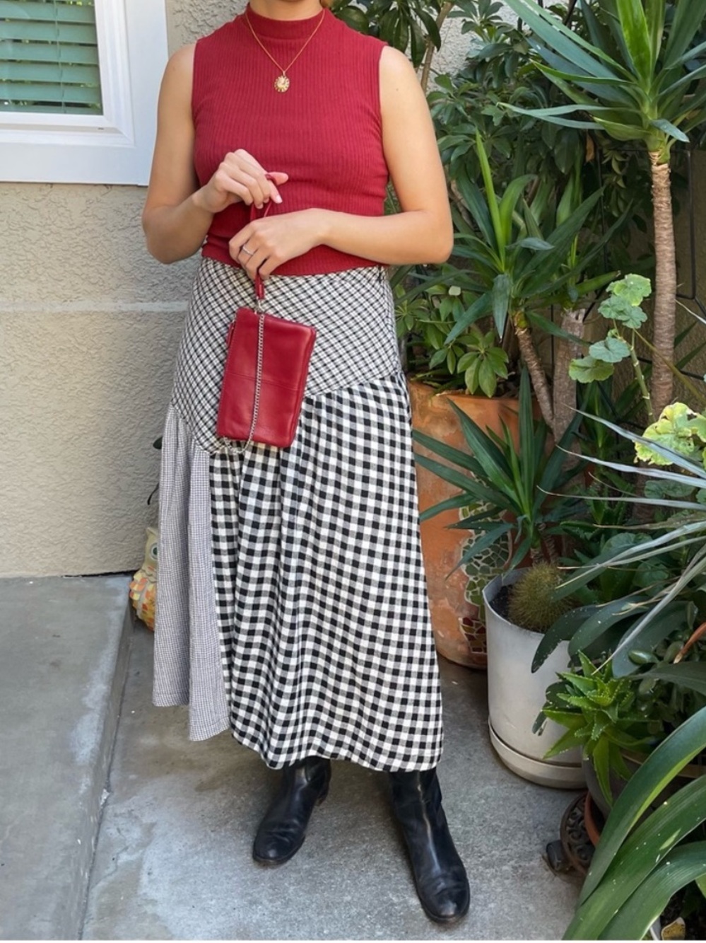 Urban Outfitter Black & White Patchwork Midi Skirt
